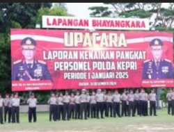 Kapolda Kepri Pimpin Upacara Kenaikan Pangkat 517 Personil Polda Kepri