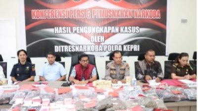 Ditresnarkoba Polda Kepri Musnahkan Barang Bukti 26 Perkara Narkotika, Selamatkan 56.384 Jiwa